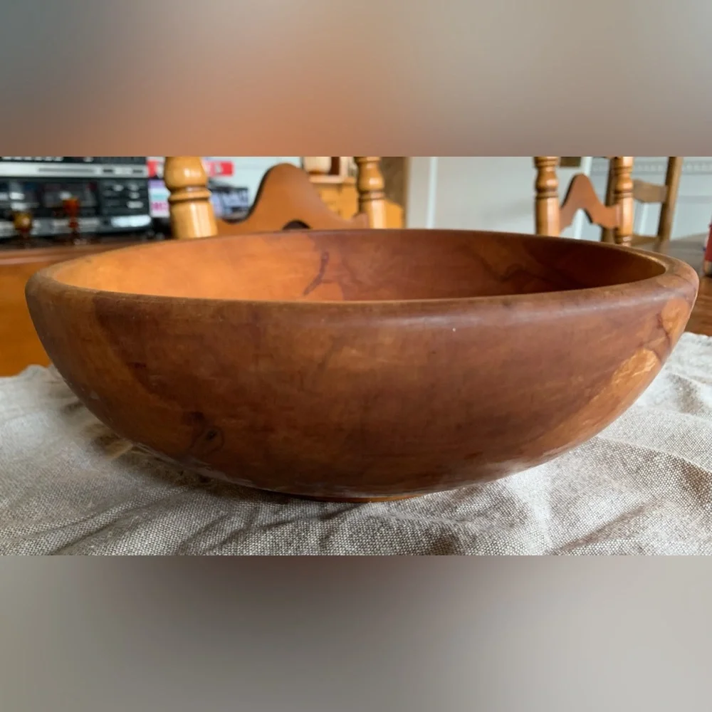 Vintage Wooden Bowl Primitive Rustic Unmarked